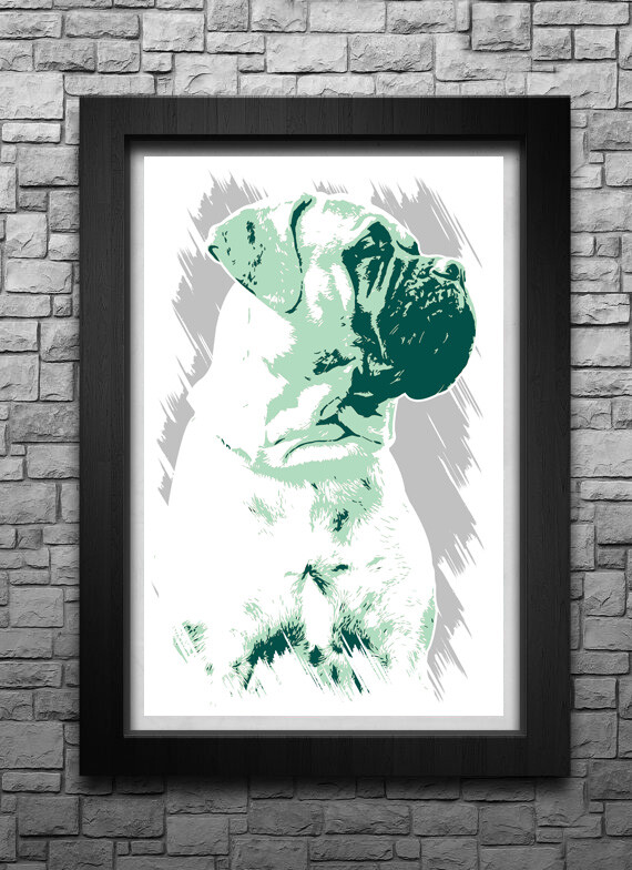 BULLMASTIFF art print/poster color #3 PET PORTRAIT FREE S&H Dog Lover Pop Art