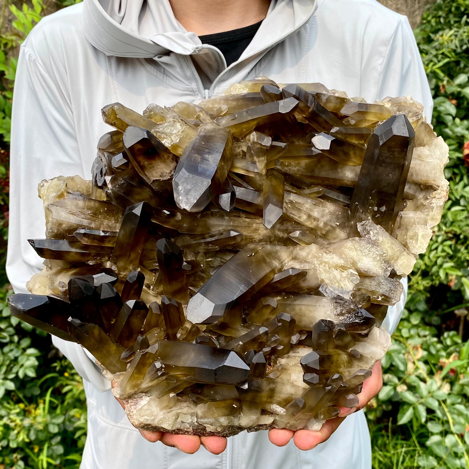 10.5LB  New Black Phantom Quartz Crystal Cluster Mineral Specimen Spiritual The