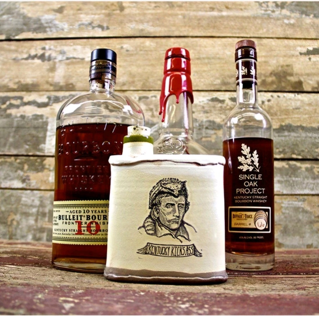 one of only 25 Daniel Boone bourbon flasks handmade by David Kenton Kring n 2015