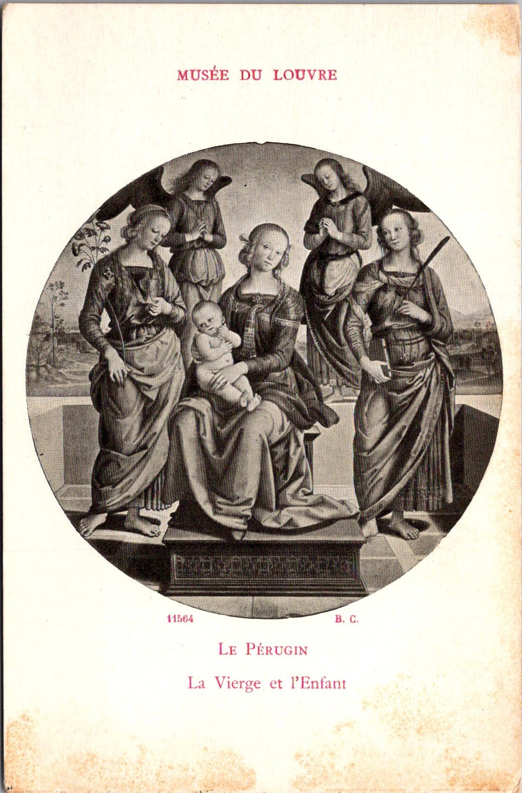 Le Pérugin La Vierge et l\'Enfant Louvre Vintage Postcard 4P22-22