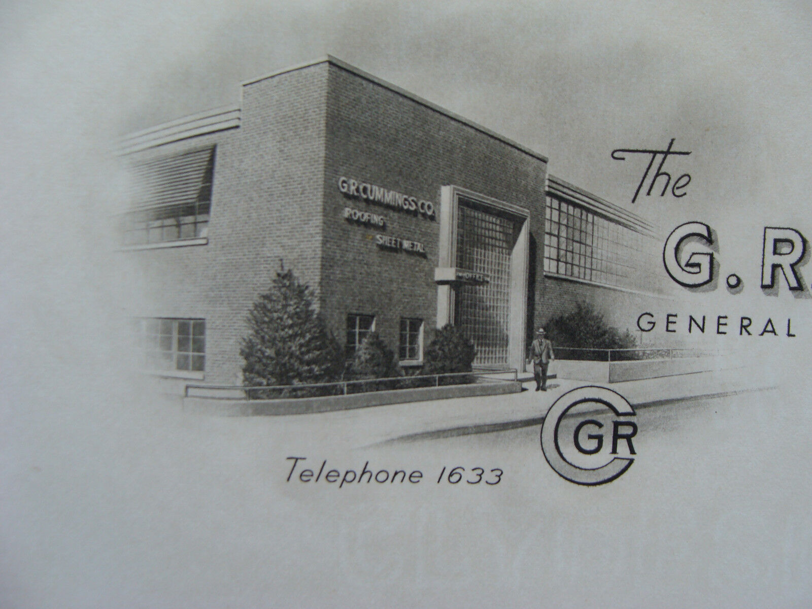orig 1940s Printing ex. PHOTOGRAVURE Letterhead: G R CUMMINGS co Meriden + env