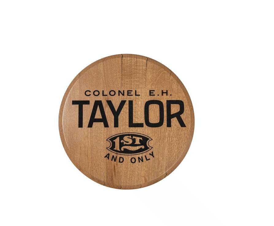 E.H. Taylor Bourbon Barrel Head Oak Laser Engraved Wall Decor