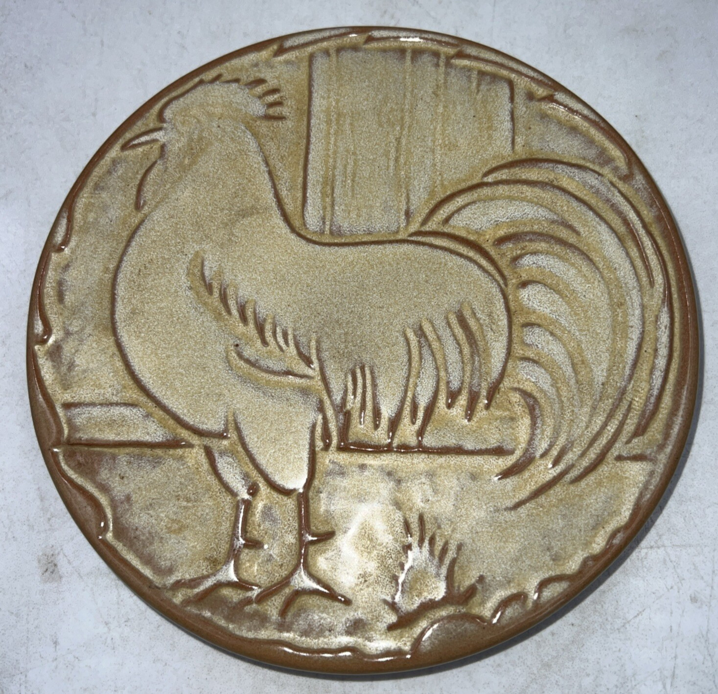 VTG Frankoma Ceramic Rooster Trivet Mid Century Pottery Frankoma 94TR 6.25” Daim