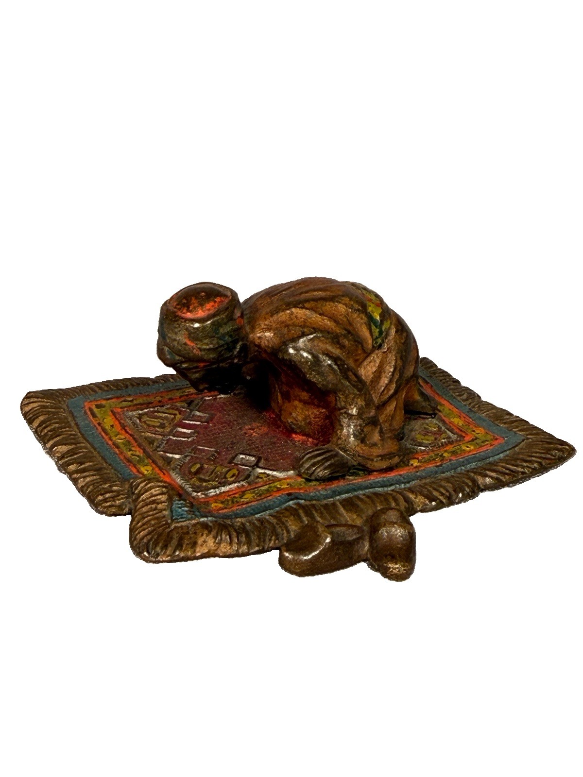 Antique Vienna Bronze Orientalist Man Prayer Rug