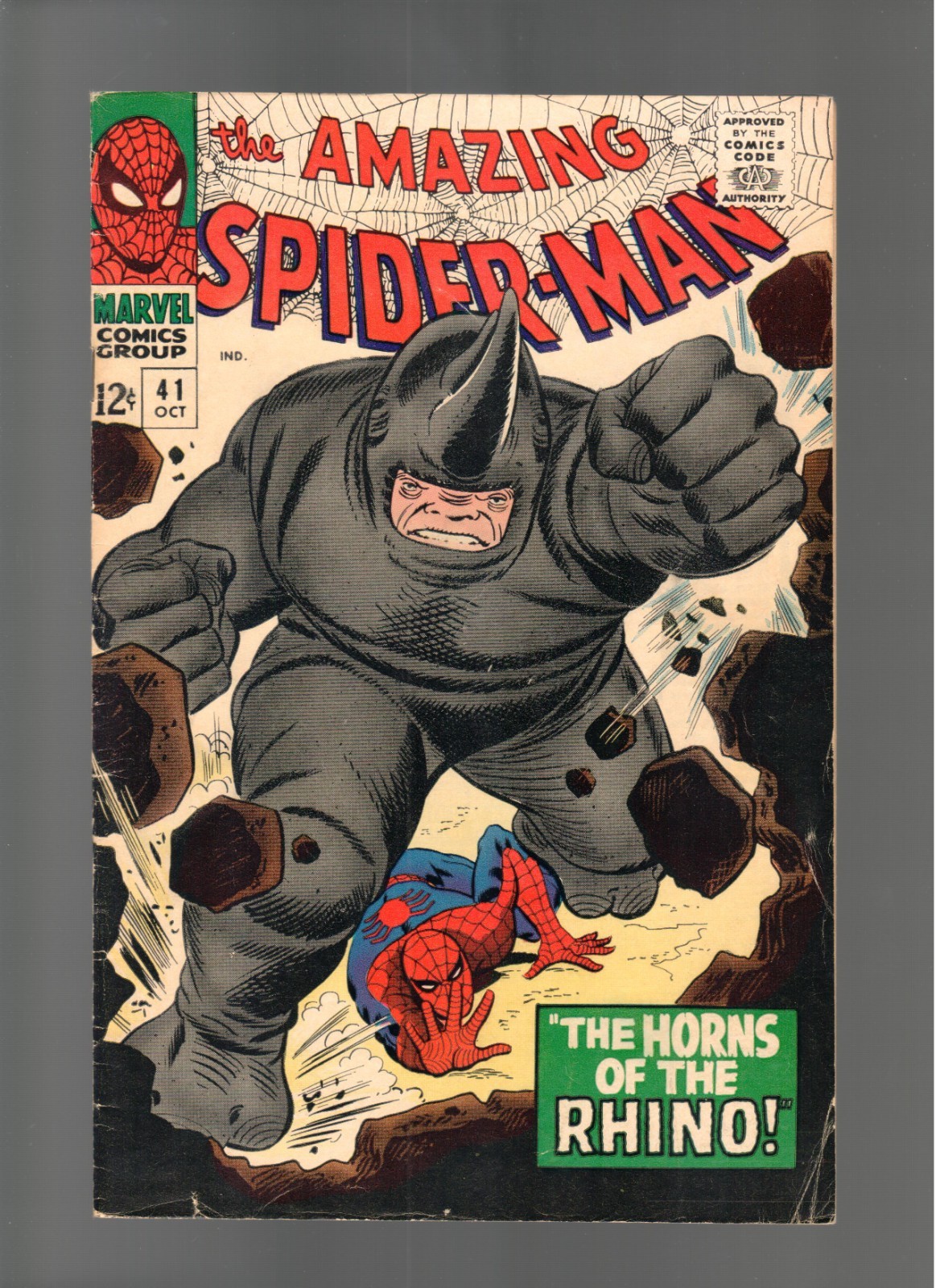 AMAZING SPIDER-MAN # 41 ( 1966 ) 1ST APP: RHINO MARVEL COMICS NICE COPY 5.0/5.5 AMAZING SPIDER-MAN # 41 ( 1966 ) 1ST APP: RHINO MARVEL COMICS NICE COPY 5.0/5.5