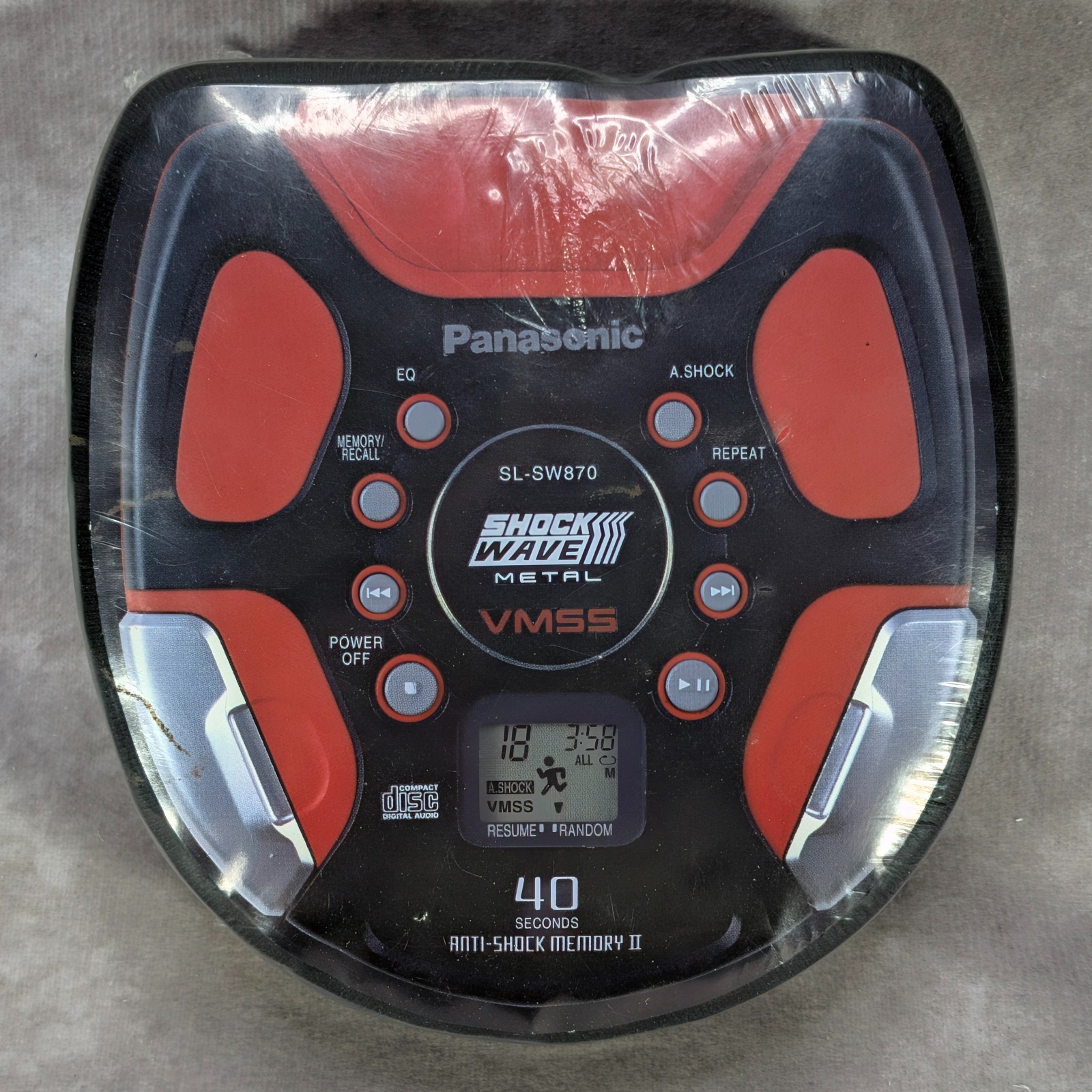 Vintage 1996 Panasonic Shockwave CD Player Promo Compressed T Shirt PakTites USA