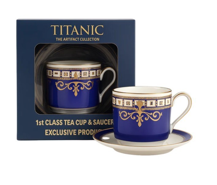 Titanic Replica First Class Cup & Saucer Set Porcelain White Star Line New
