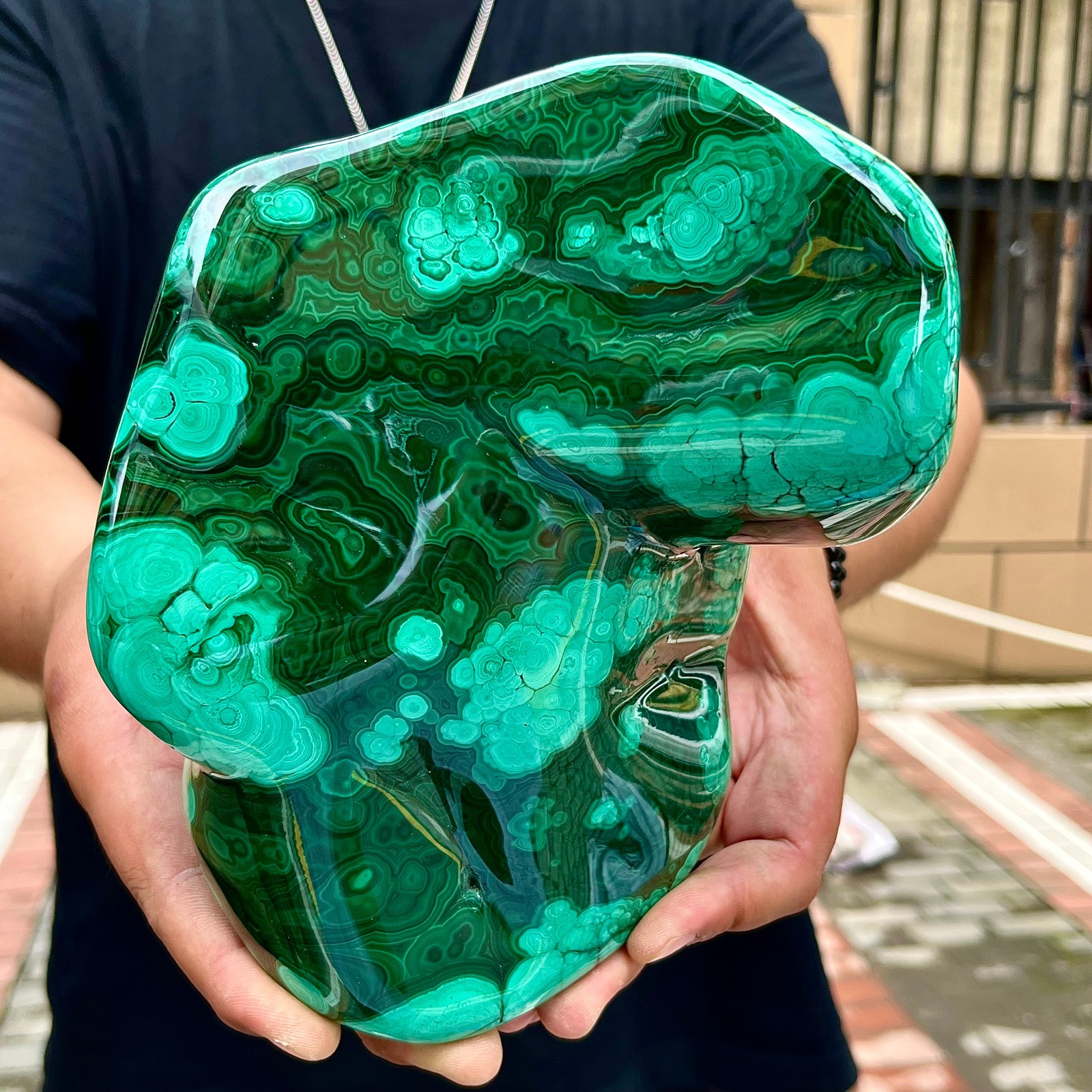 7.48LB Natural glossy Malachite transparent cluster rough mineral sample