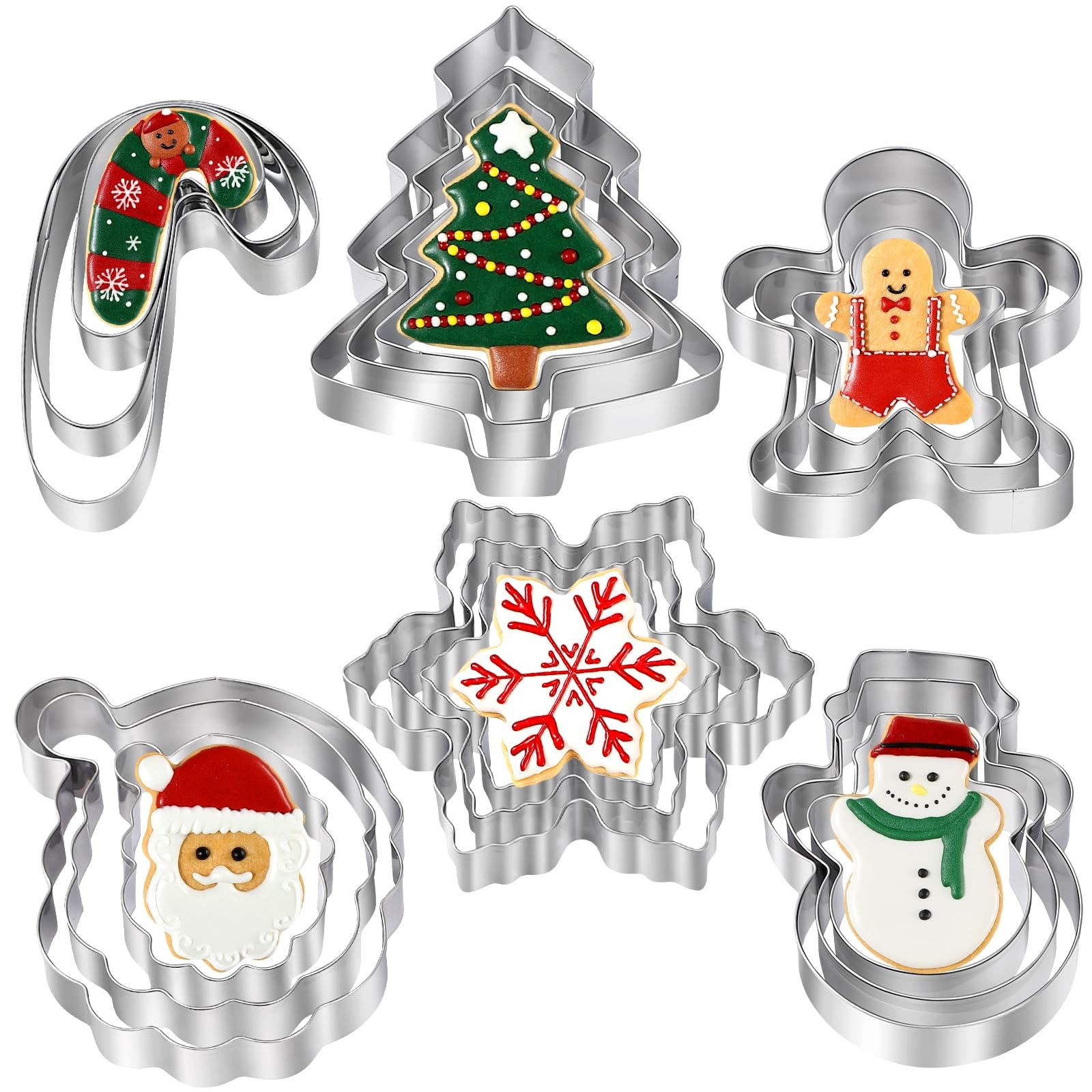 Christmas Cookie Cutters - 18 Pcs Holiday Cutter 2.5-3.7inch, Silver Christmas Cookie Cutters - 18 Pcs Holiday Cutter 2.5-3.7inch, Silver