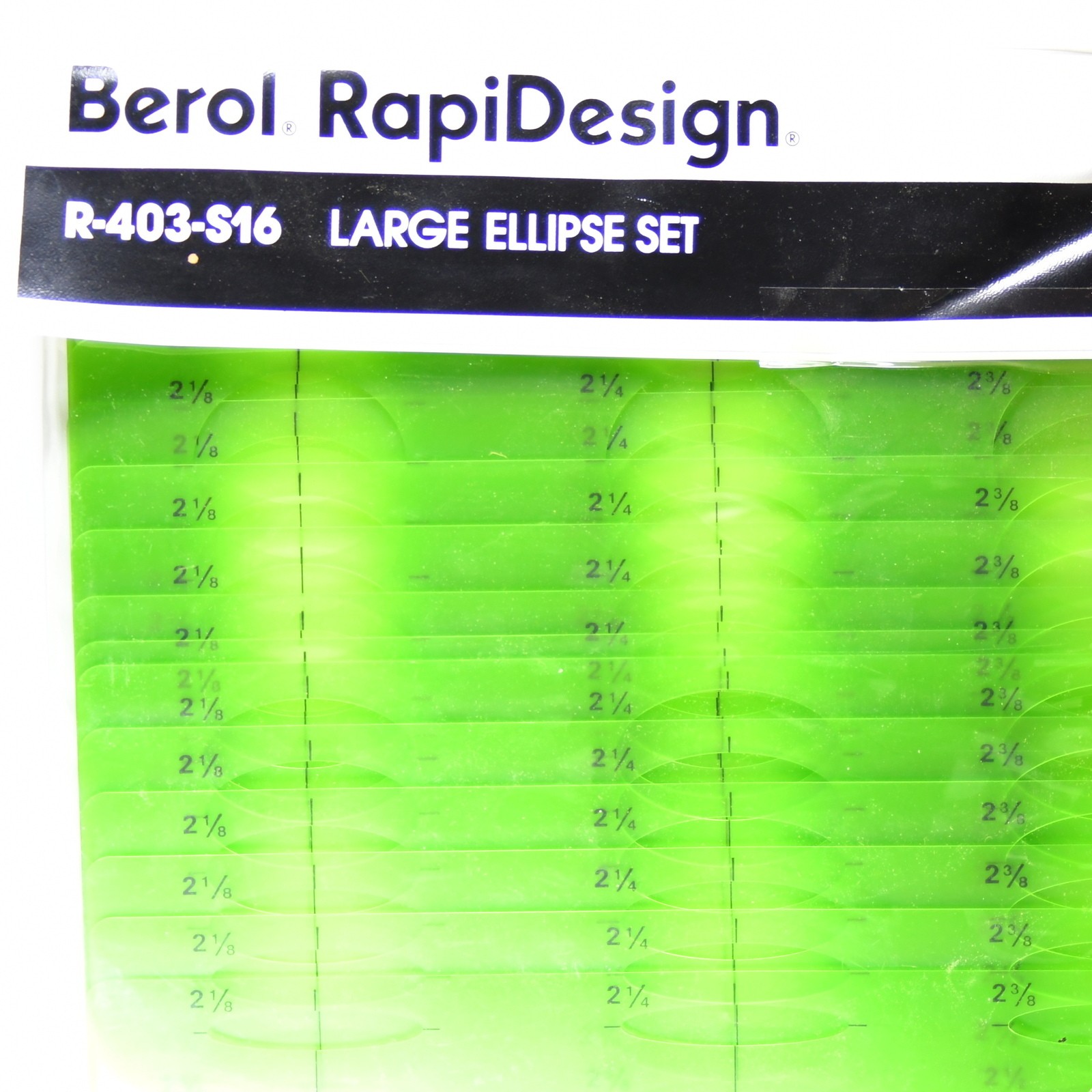 Berol RapiDesign Drafting Templates Large Ellipse Set R-403-S16 10-80° READ