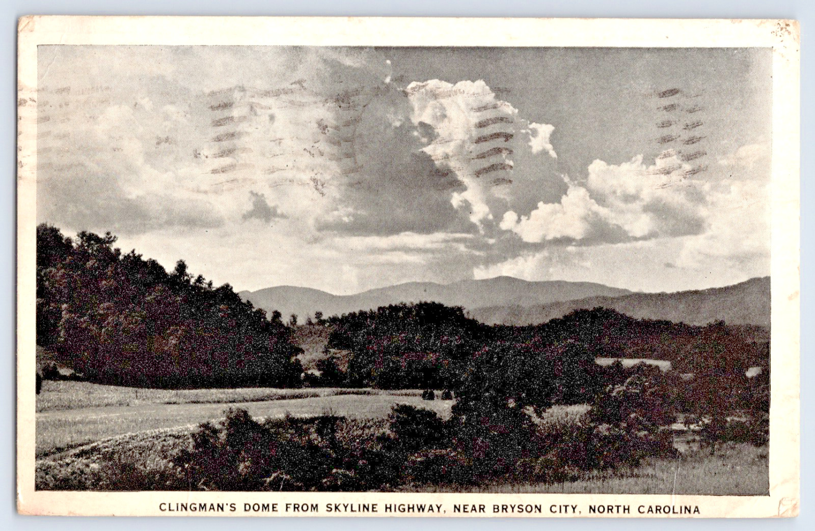 Clingman\'s Dome From Skyline Hwy Near Bryson City NC North Carolina Vtg Postcard