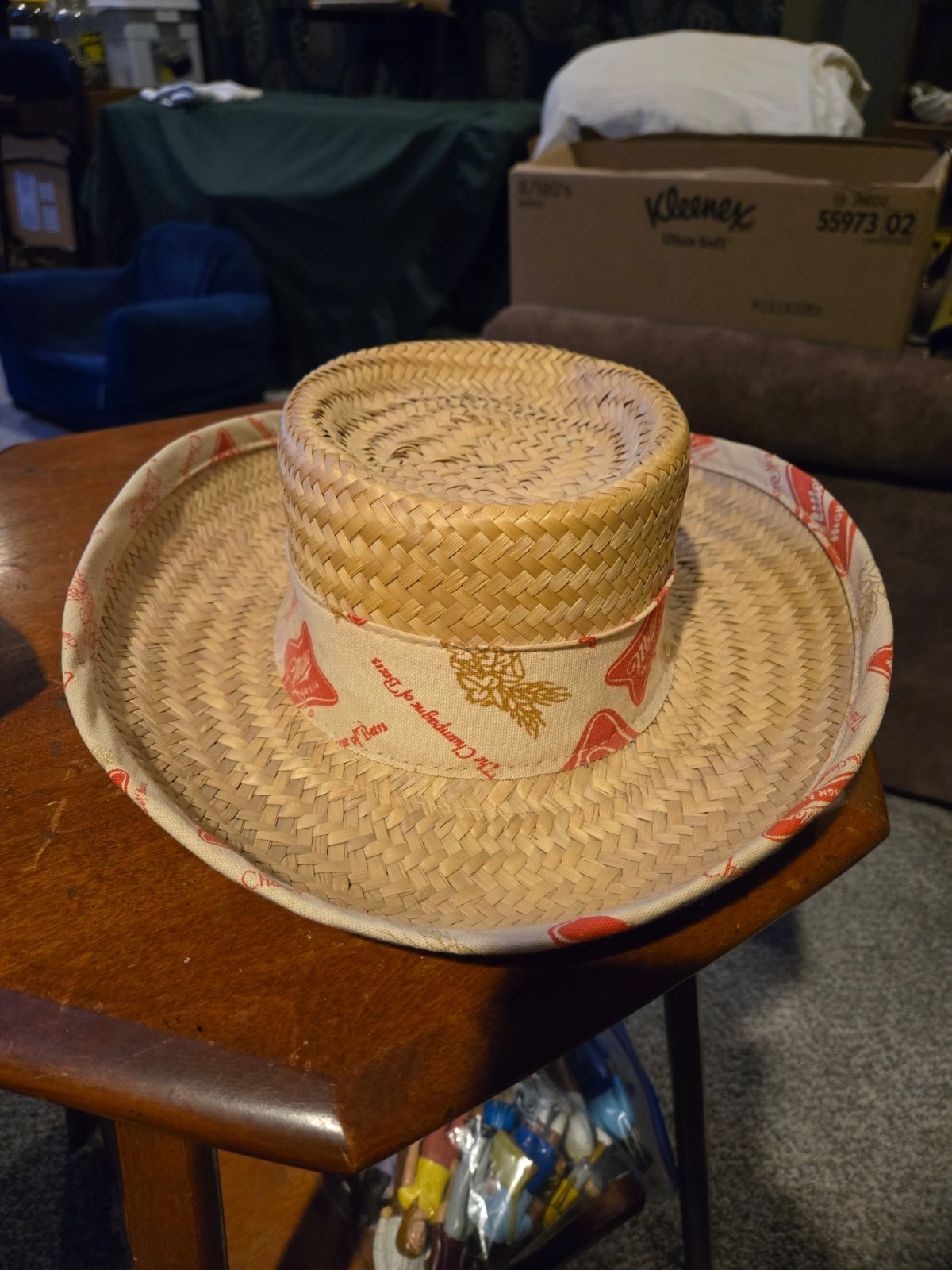 Vintage 1970s Miller High Life Straw Hat Champagne of Bottled Beers 