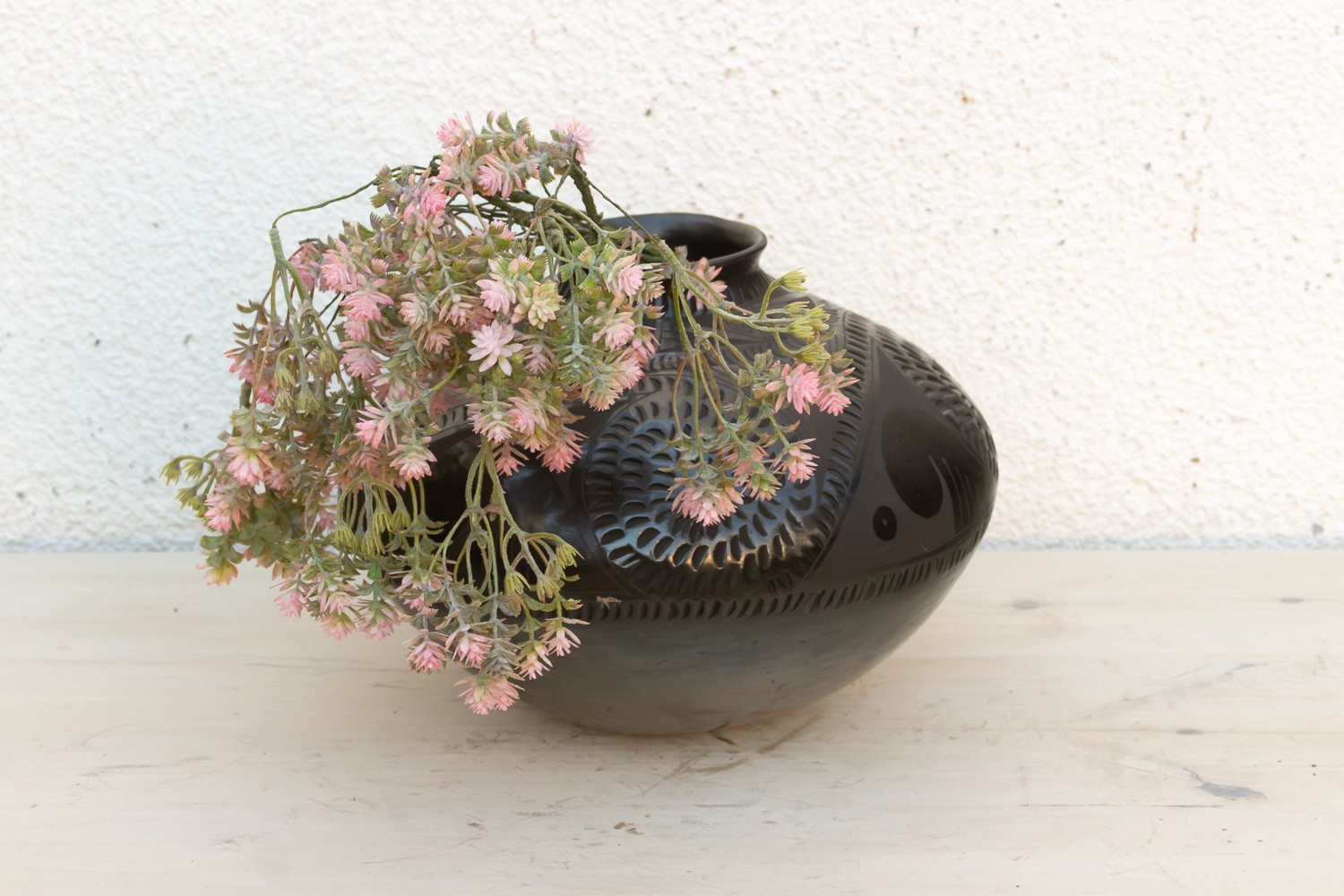 Engraved Black Clay Mata Ortiz Olla