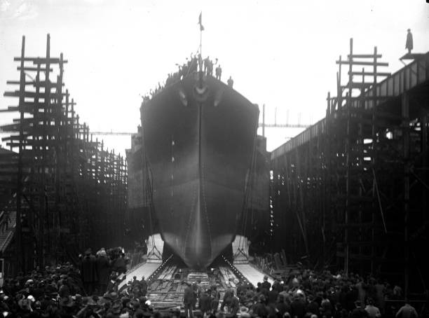 Launching of the USS Mississippi at Newport News Virginia circa 1917 Old Photo