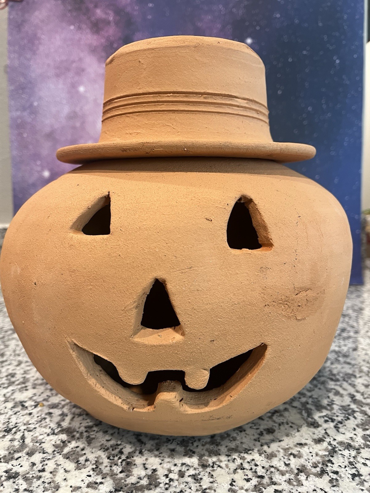 The Punk  Georgia Red Clay Pumpkin Face Jack O Lantern Terracotta Craven Pottery