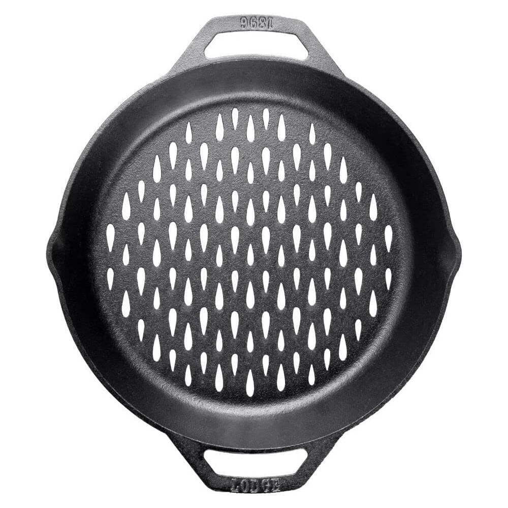 Cast Iron Grilling Basket with Dual Handles for Outdoor Grill or Open Fire,12 in