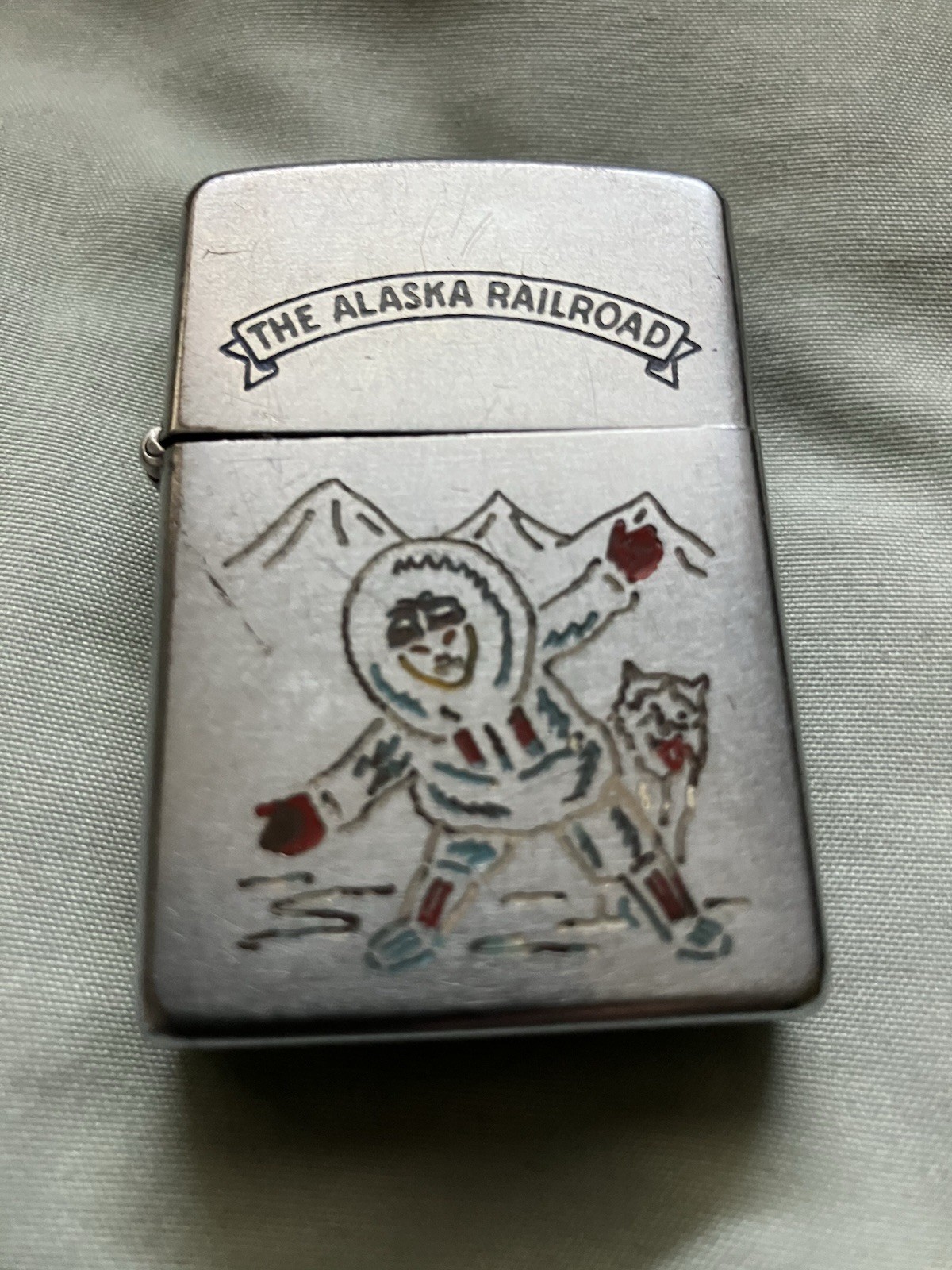 Zippo The Alaska Railroad 1945  Eskimo & Dog Arctic Scene Lighter Bradford, PA