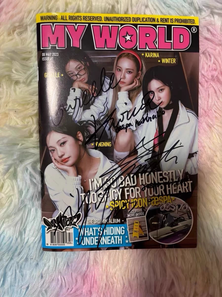 Aespa Autograph Signature MY WORLD Spicy Album Fidelity Collection Aespa 亲笔签名专辑