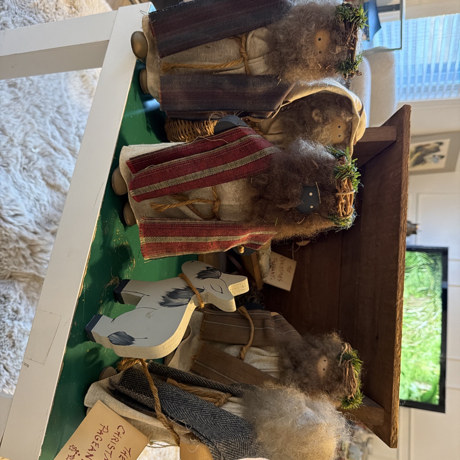 Vintage Lizzie High Wooden Nativity Scene Set Creche Manger Christmas Pageant