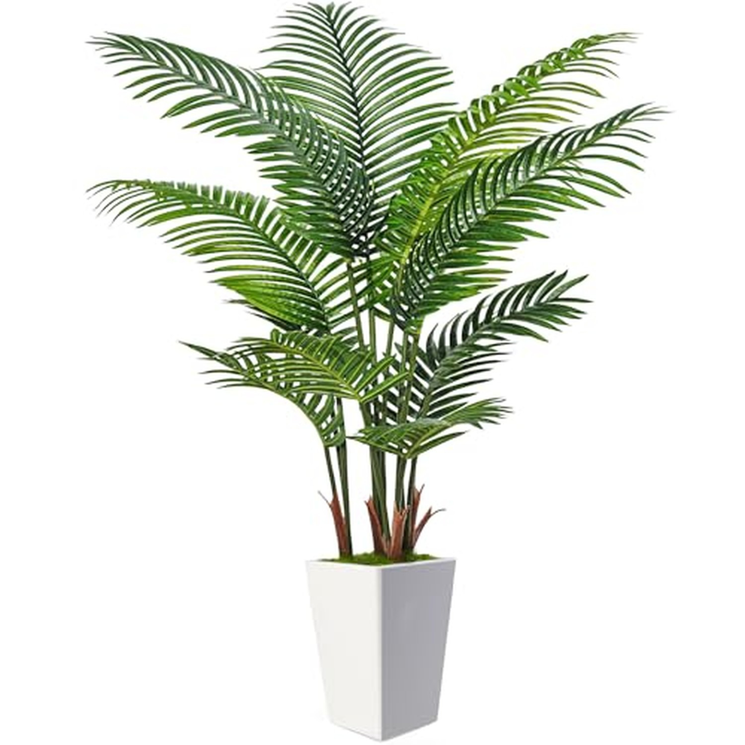 Flydeer 6FT Artificial Palm Tree with Tall White Planter, Floor Plant