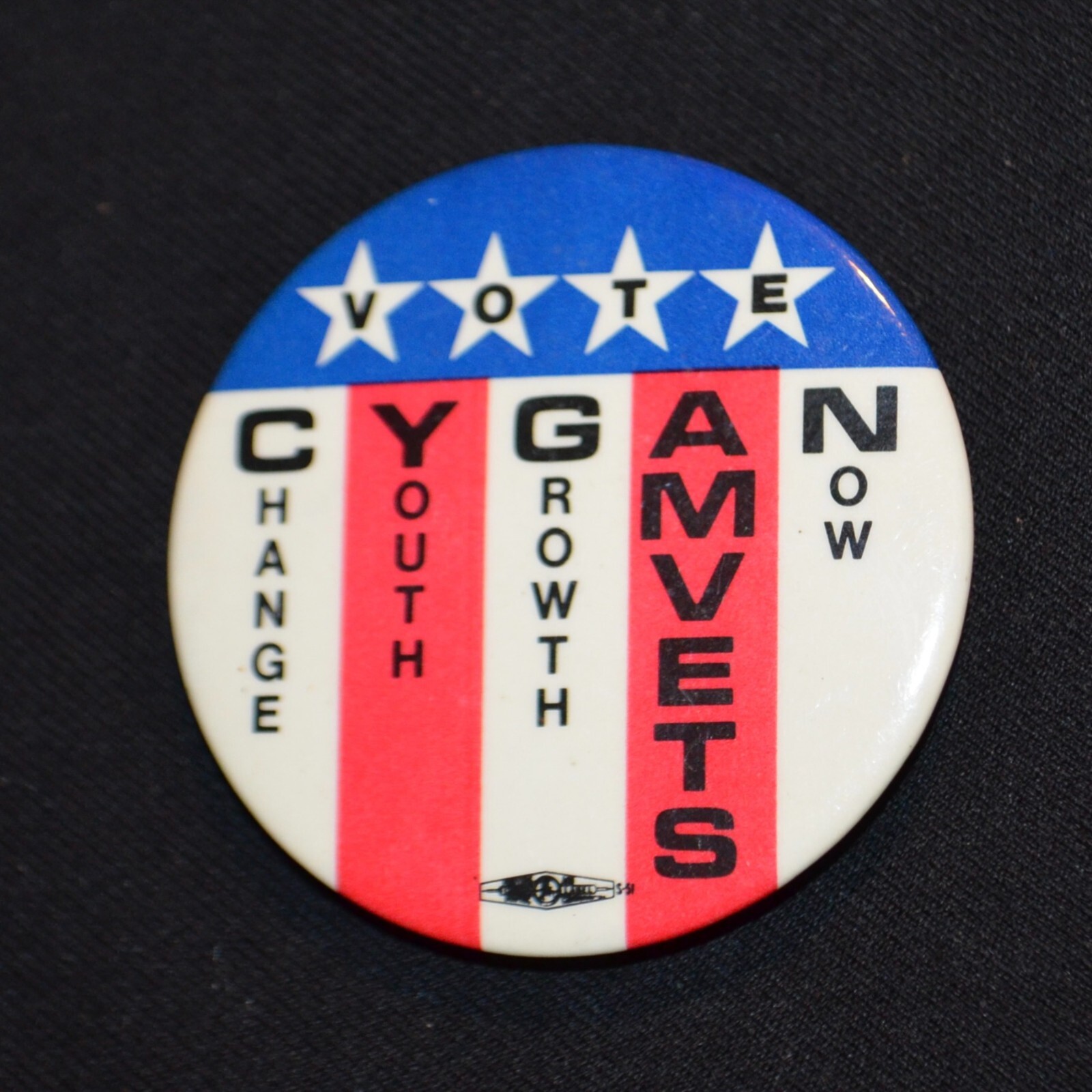 Vintage Pin Back Button Badge AMVETS Vote Cygan Rare Political Election Union Vintage Pin Back Button Badge AMVETS Vote Cygan Rare Political Election Union