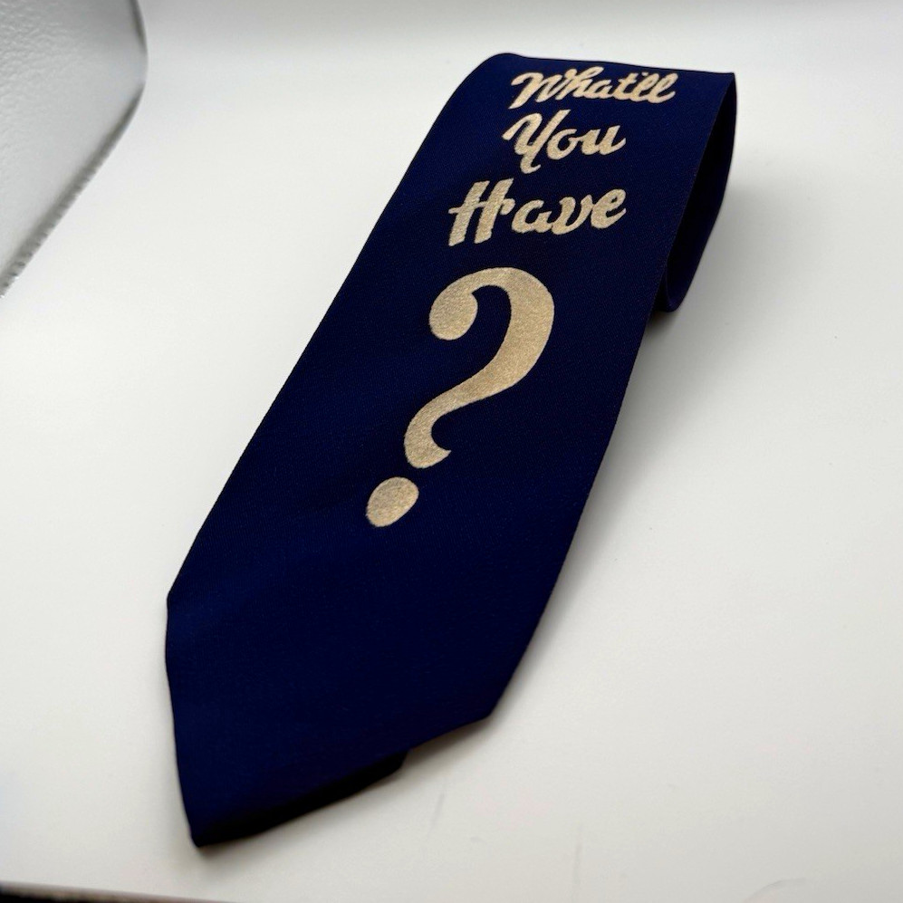 Vintage 1950s PBR Pabst Blue Ribbon Slogan Necktie What’ll You Have?