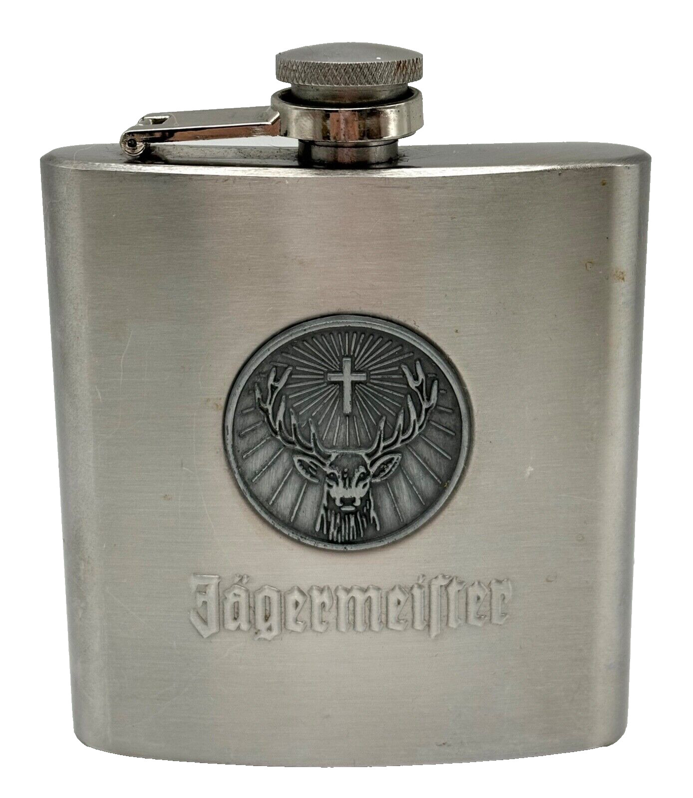 Jägermeister Elk Cross Stainless Steel Liquor Flask, Unique Barware, Screw Top