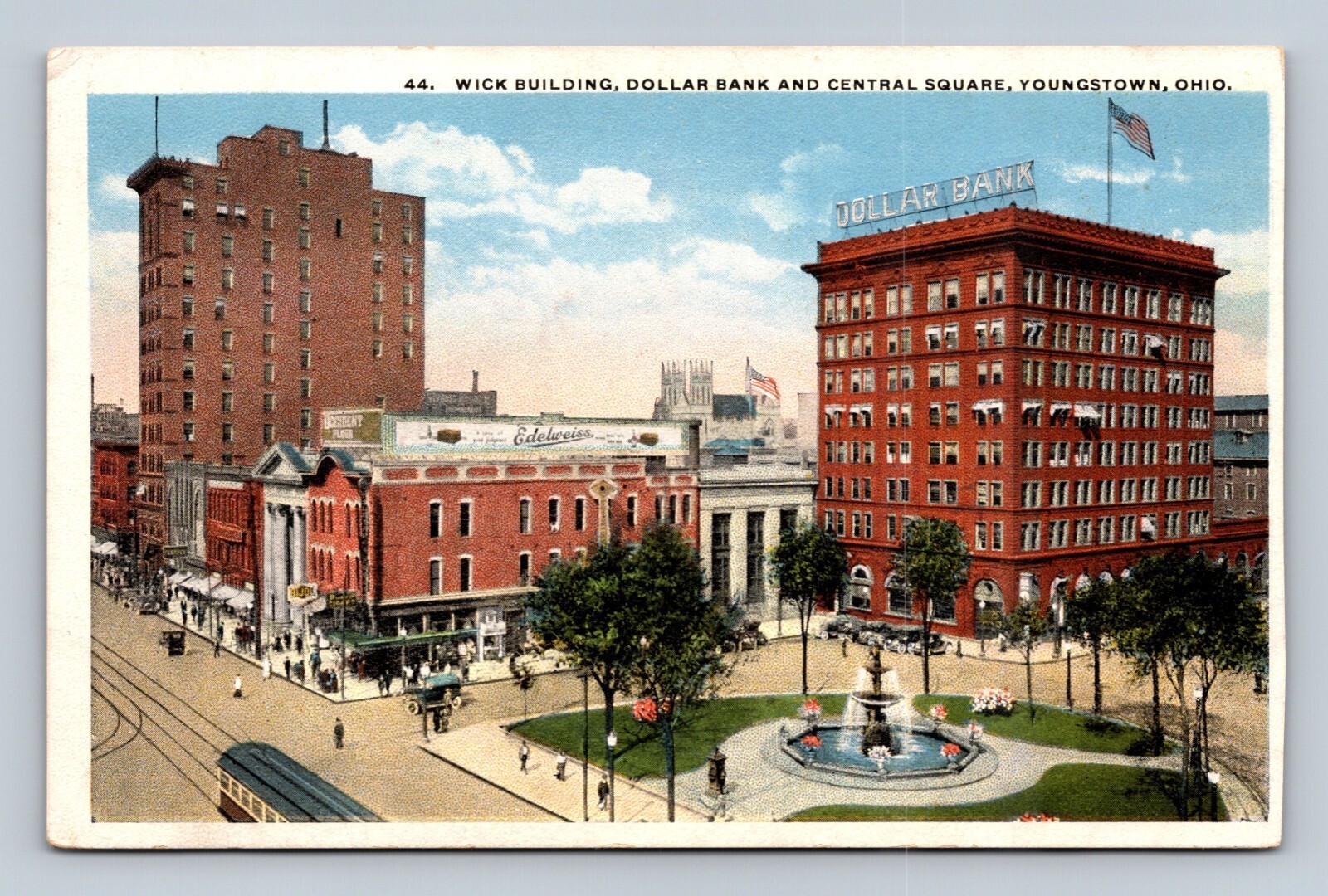 Youngstown OH Central Square Wick Building Dollar Bank Divided Back Postcard Youngstown OH Central Square Wick Building Dollar Bank Divided Back Postcard