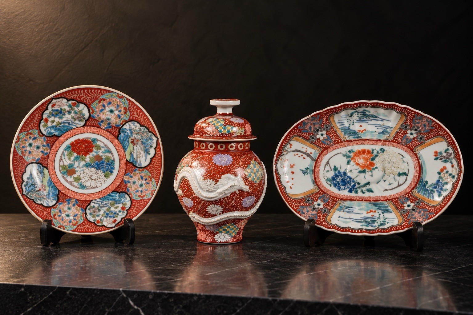 Museum level Antique Japanese Arita Hichozan Shinpo Porcelain c.1860–1880 Meiji