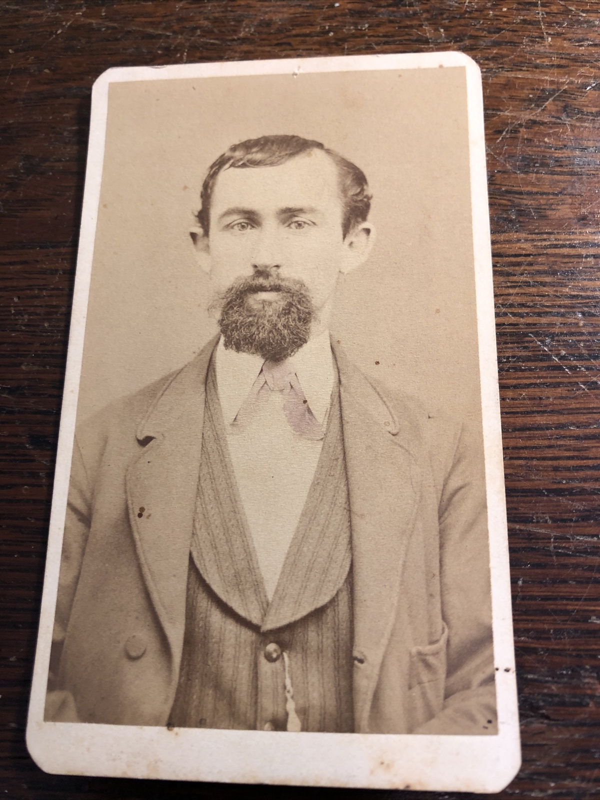 Antique Victorian Man w/ Beard CDV Photo Photograph Wilkes Barre  Pa