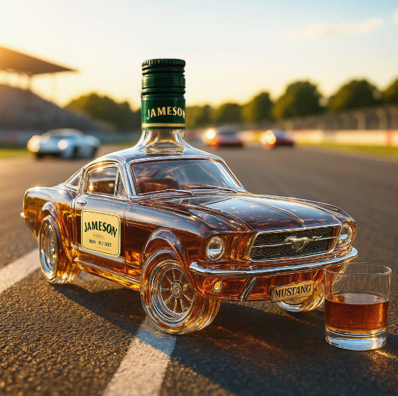 Vintage Car Shaped Glass Bottle Whiskey Vodka Decanter Empty Liquor Bottle 350ml