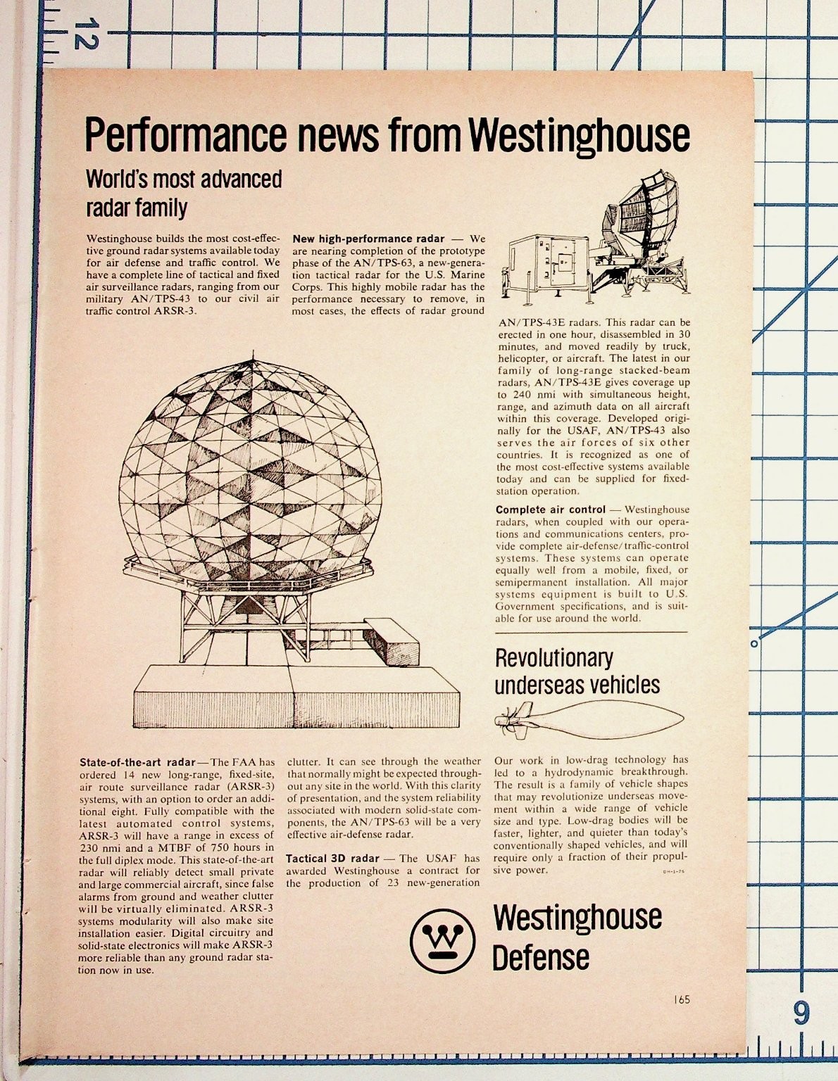 1976 Westinghouse Defense Radar Military FAA Systems Magazine Advertisement 1976 Westinghouse Defense Radar Military FAA Systems Magazine Advertisement