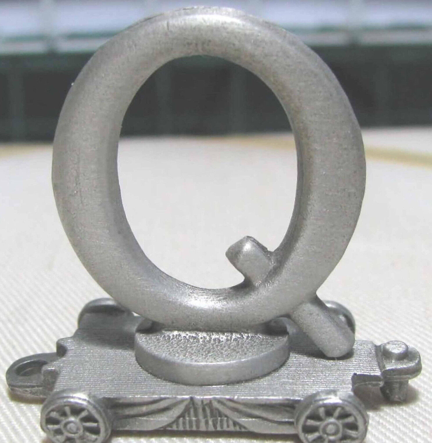 LETTER Q FORT PEWTER - LASTING EXPRESSIONS PEWTER TRAIN CAR Vintage Miniature .