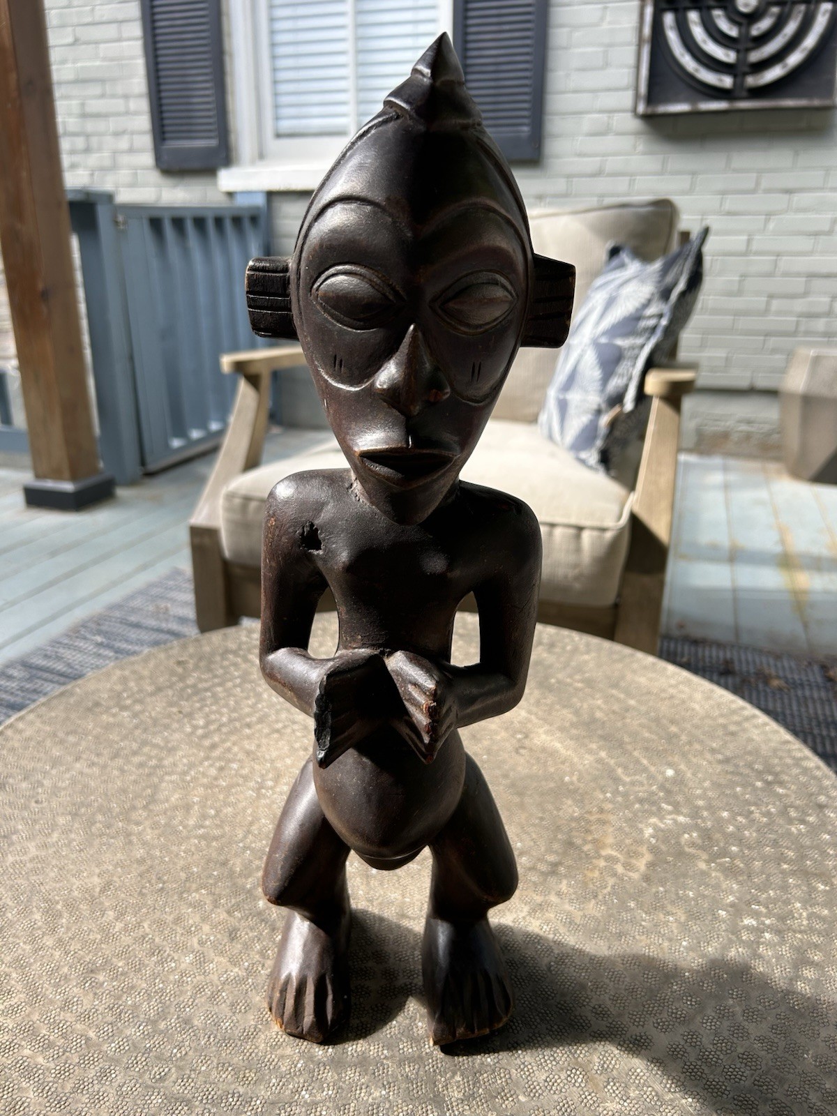 Wooden African Sculpture/Statue Hand Carved Man Tribal Folk Art 16.5”