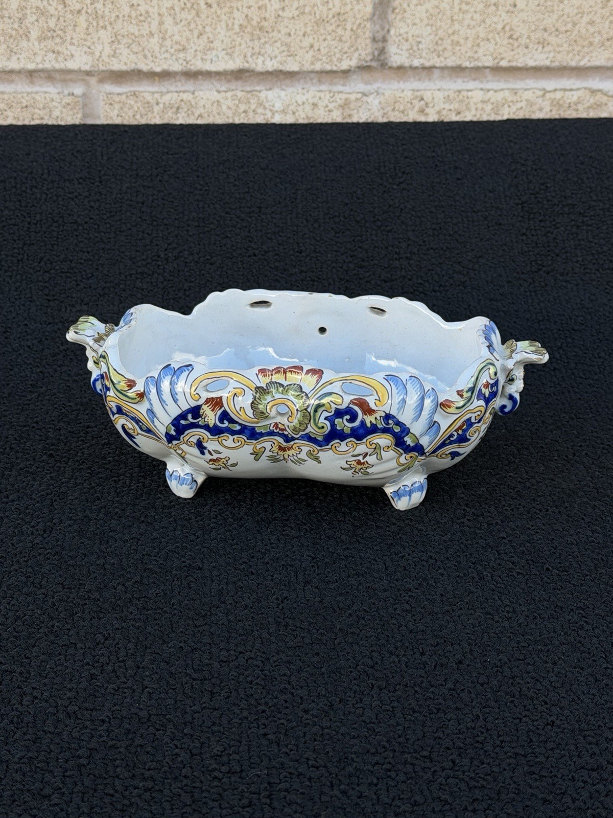 Antique French Rouen Faience Jardiniere Pottery Planter Centerpiece  Circa 1900