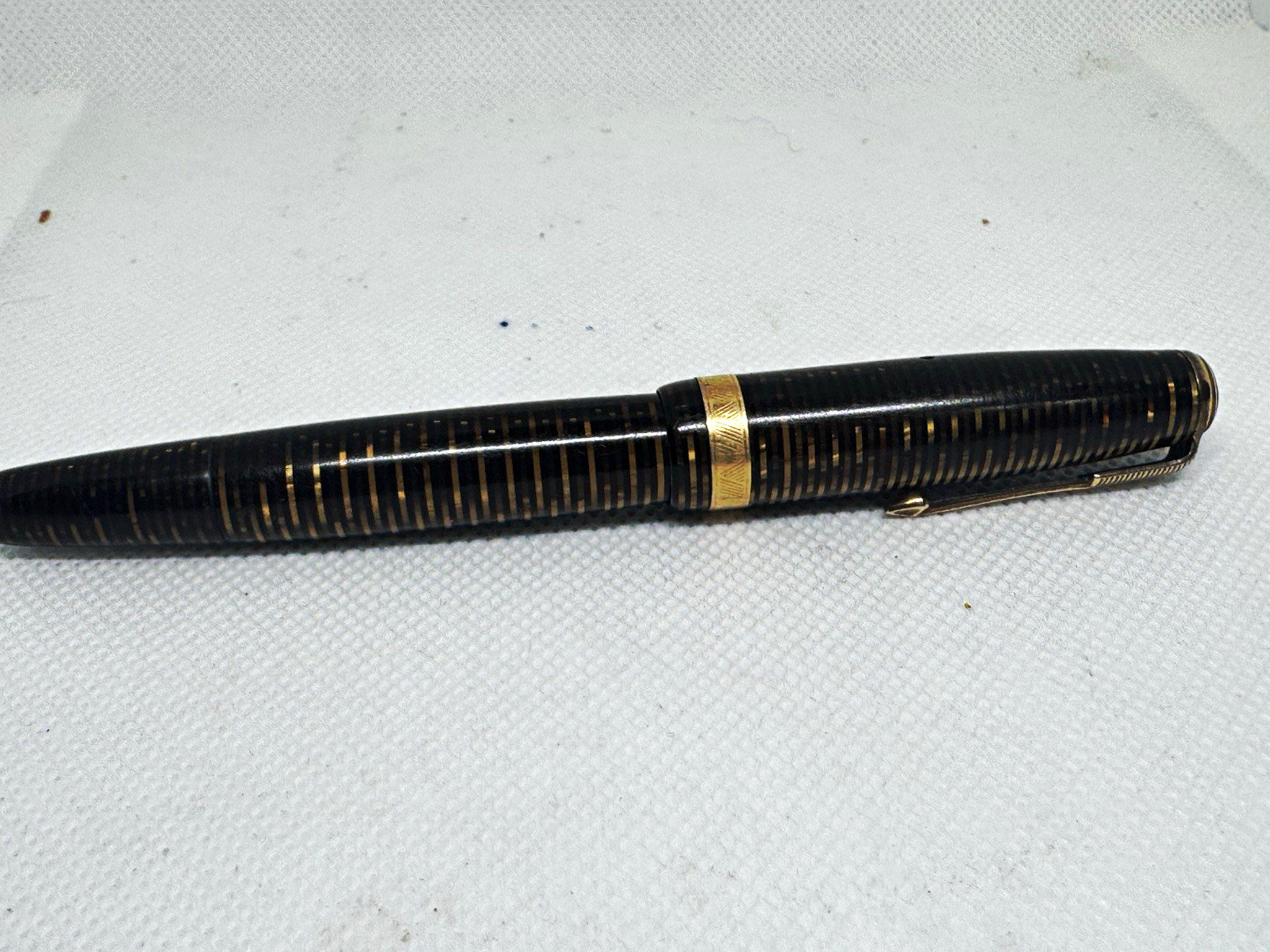 RESTORED 1941* Parker Vacumatic Blue Diamond Golden Brown Fountain Pen 14K