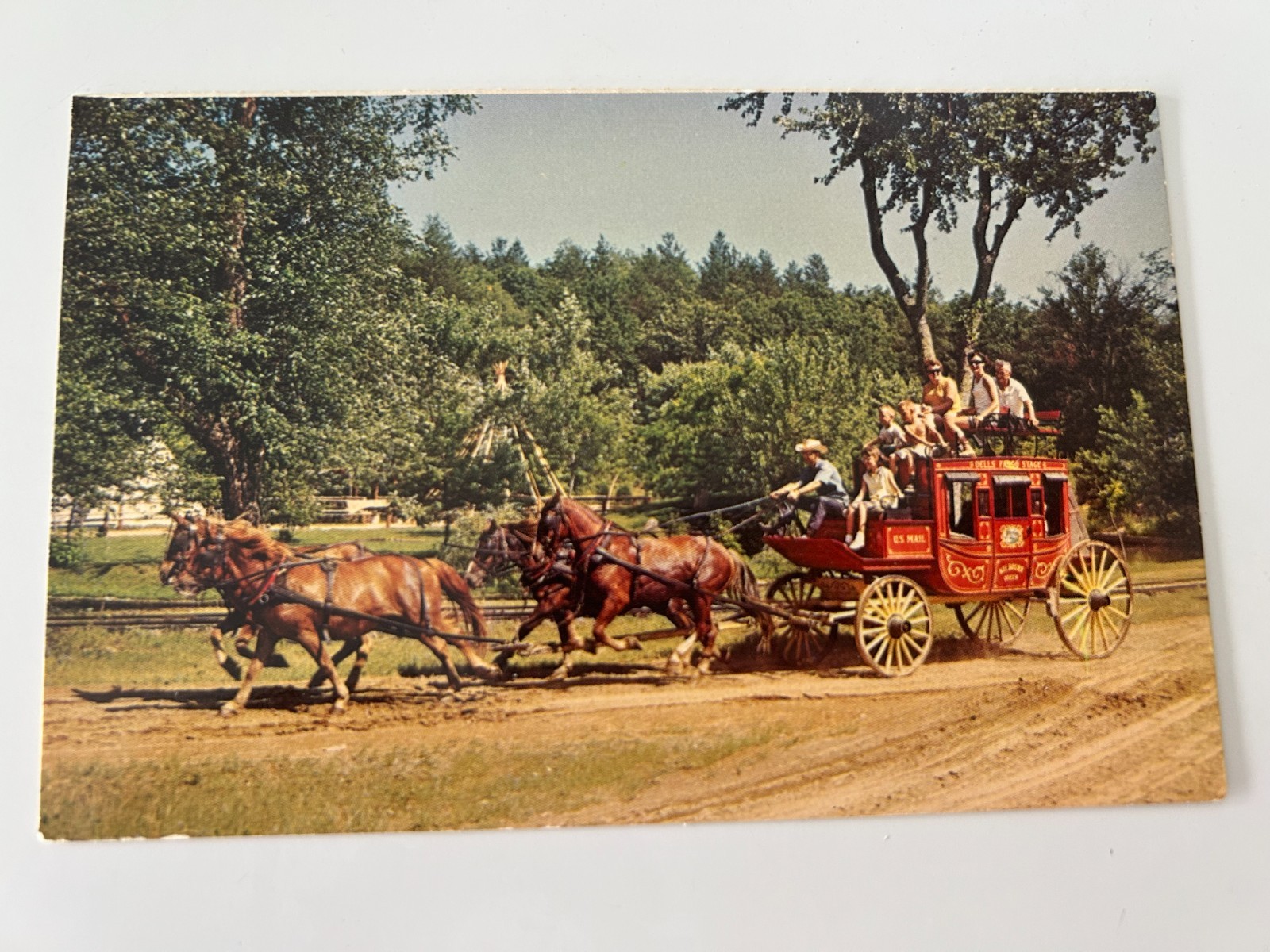 Stagecoach Ride at Ft. Dells Wisconsin Dells Wisconsin Postcard