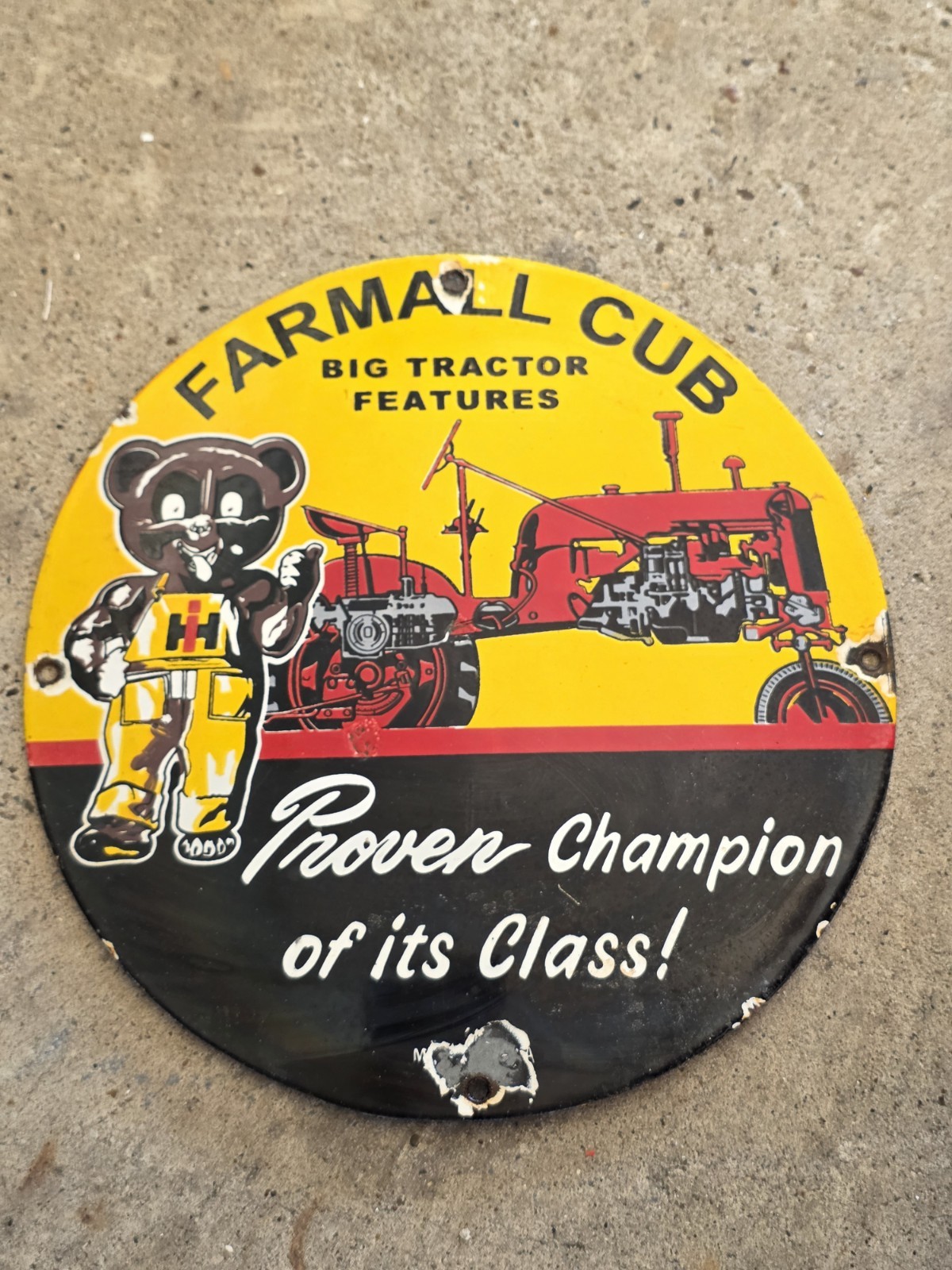 VINTAGE INTERNATIONAL HARVESTER MCCORMICK FARMALL CUB PORCELAIN SIGN 12\