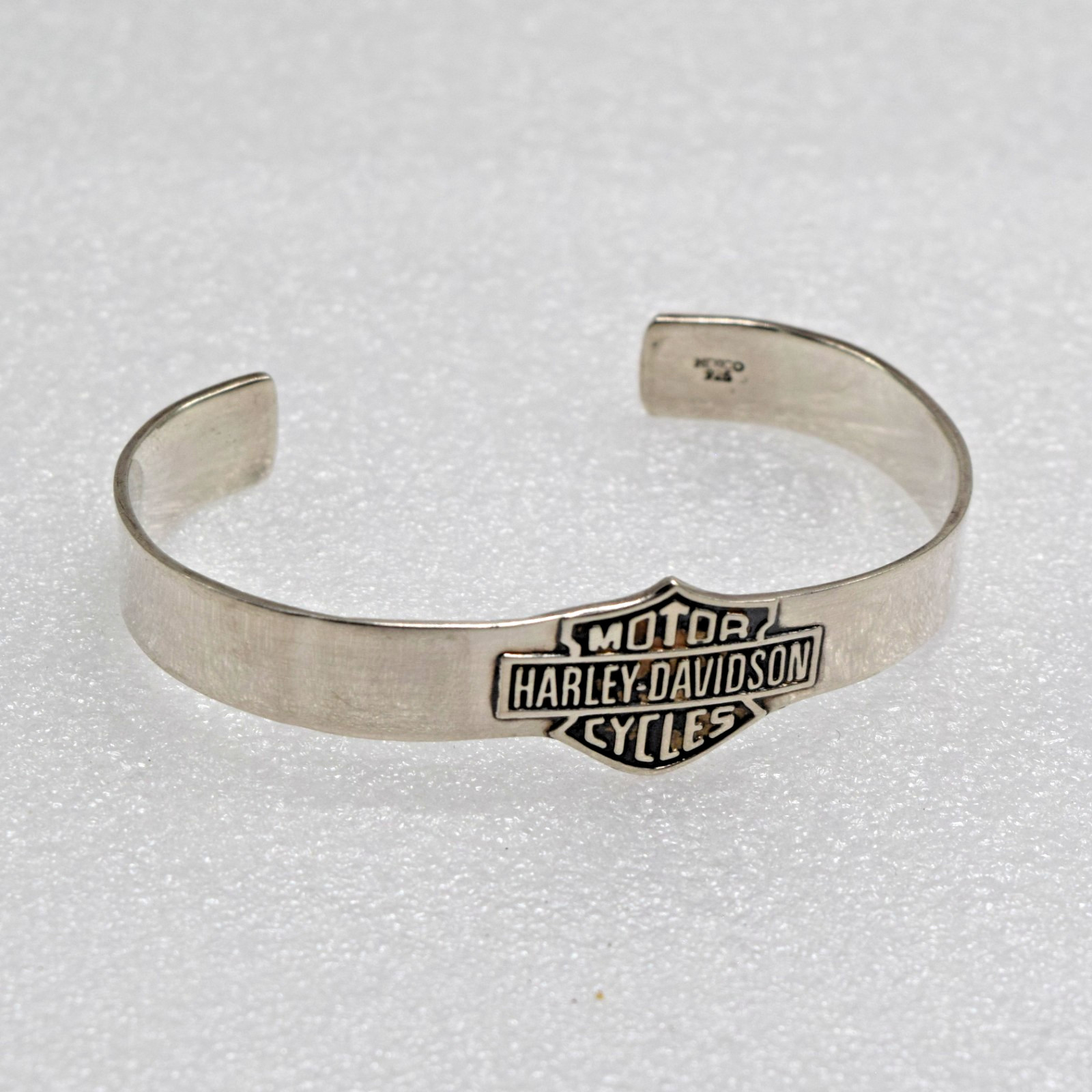 Vtg Harley Davidson Bar Shield Sterling Silver Mexico Unisex Cuff Bracelet-26g
