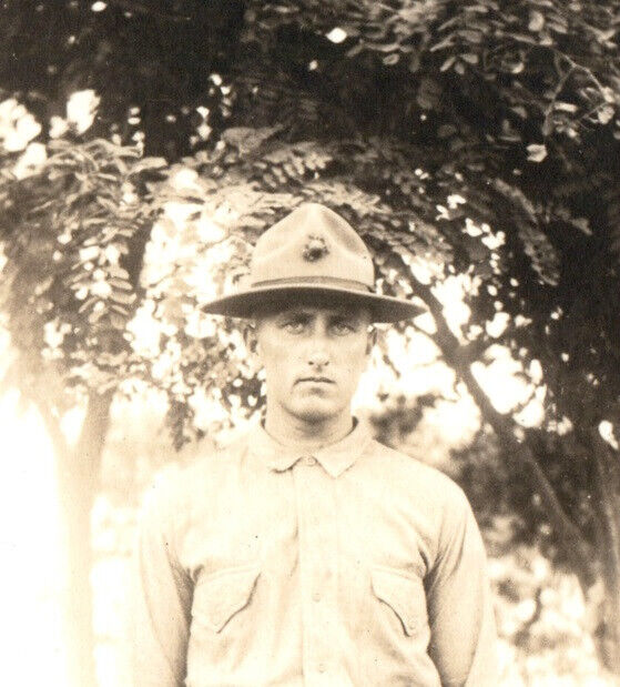 WWI US Marine Private Identified USMC Real Photo Postcard RPPC