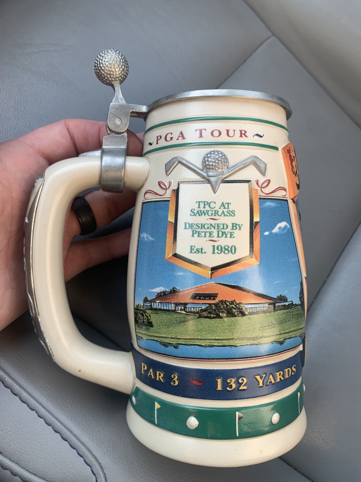 Michelob PGA Tour TPC at Sawgrass 1996 Lidded Ceramic Beer Stein Golf Vintage