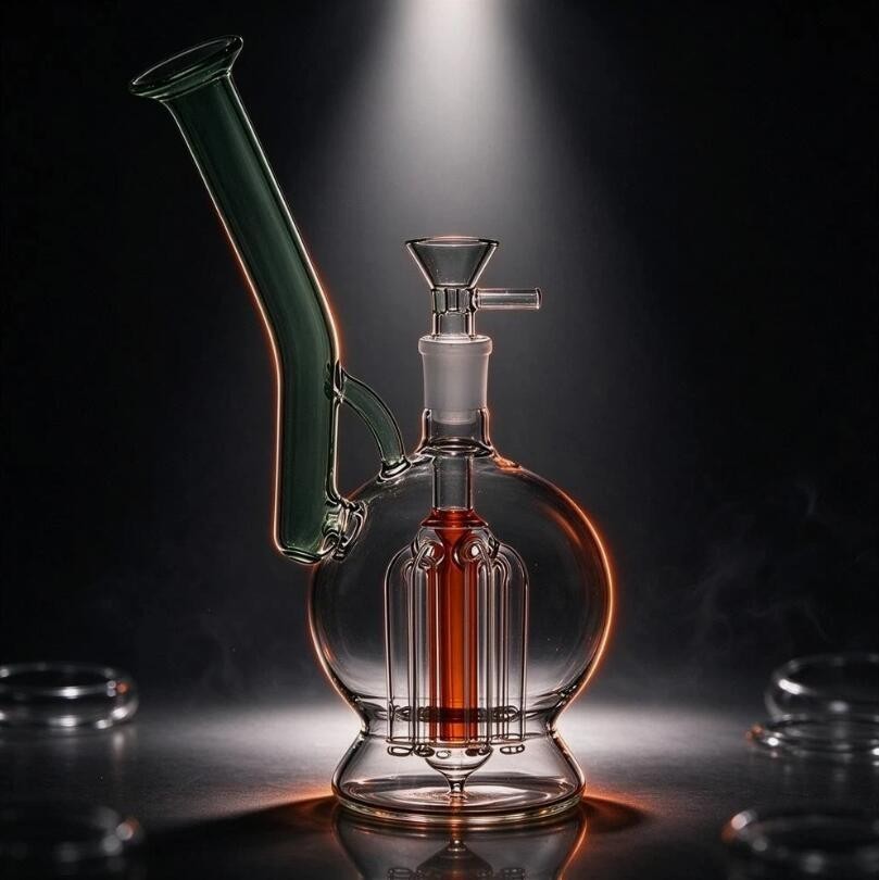 Glass Bong Smoking Hookah Percolator Water Pipe Recycler With 14mm Bowl- Glass Bong Smoking Hookah Percolator Water Pipe Recycler With 14mm Bowl-