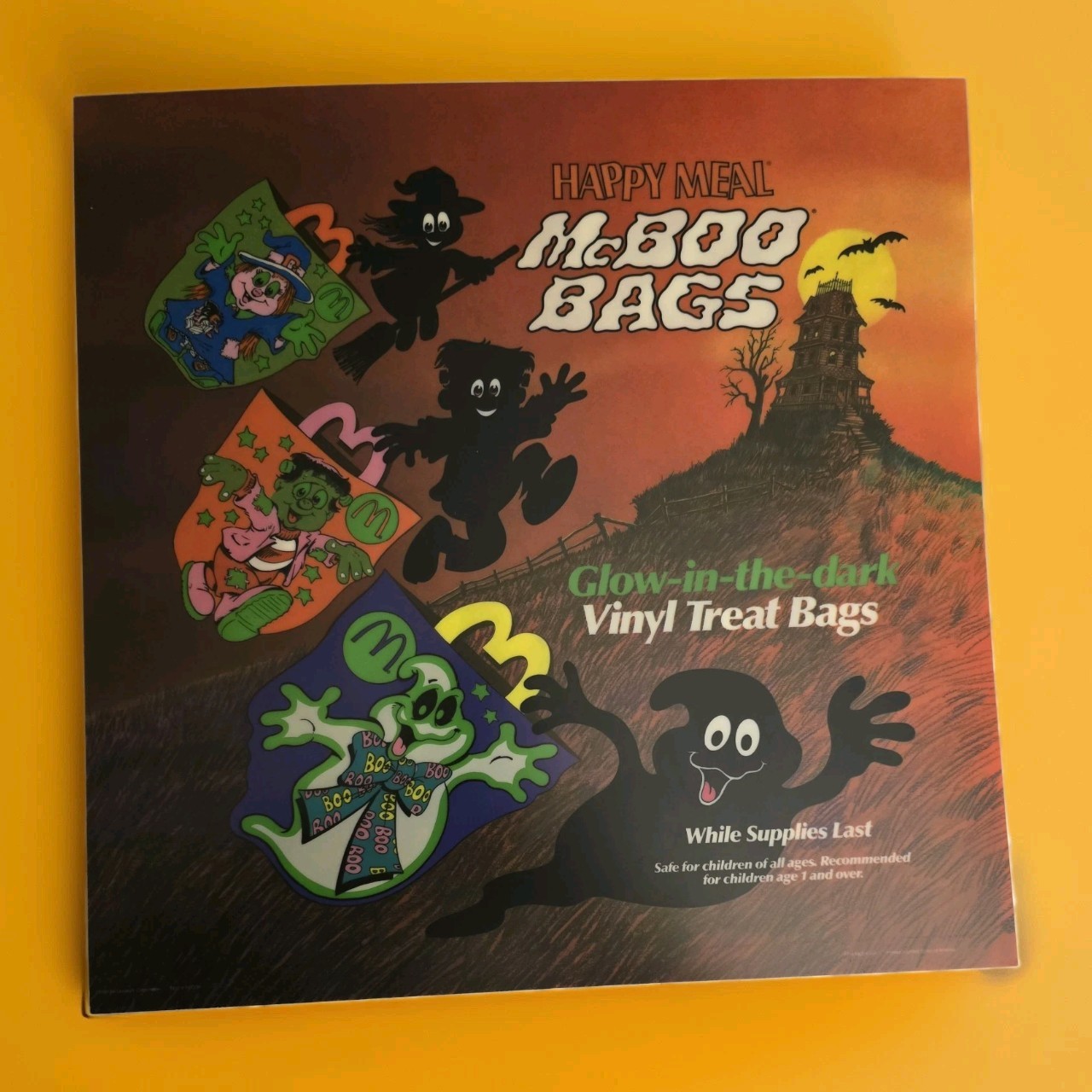 1991 McDonald\'s Translite Sign MCBOO BAGS HAPPY MEAL 13.75\