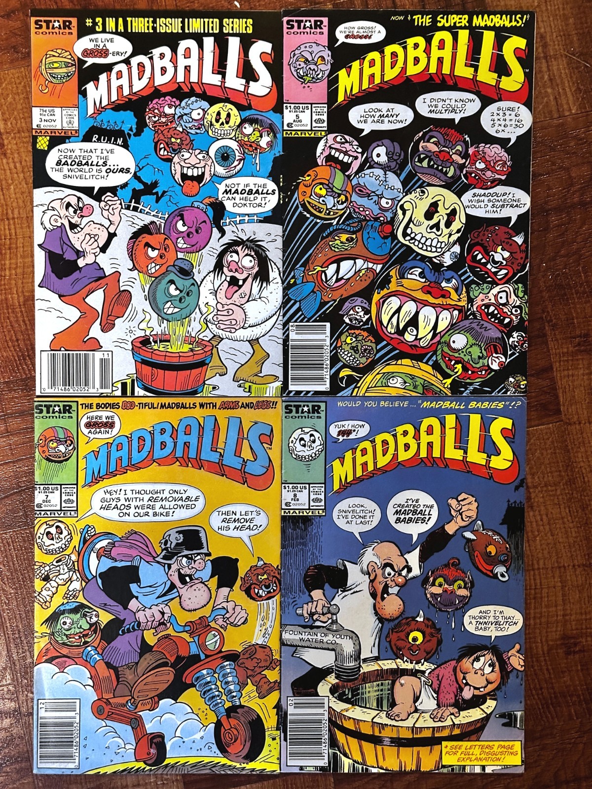 Madballs Comic Lot of 4: #3, 5, 7, 8 - All Newsstand - Marvel Star Comics 1986