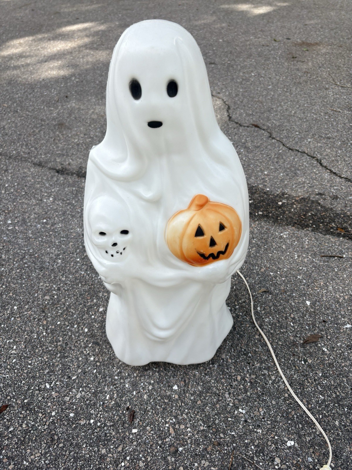 VINTAGE Empire Halloween Blow mold Ghost Light with Skull and Pumpkin 23 ” TALL