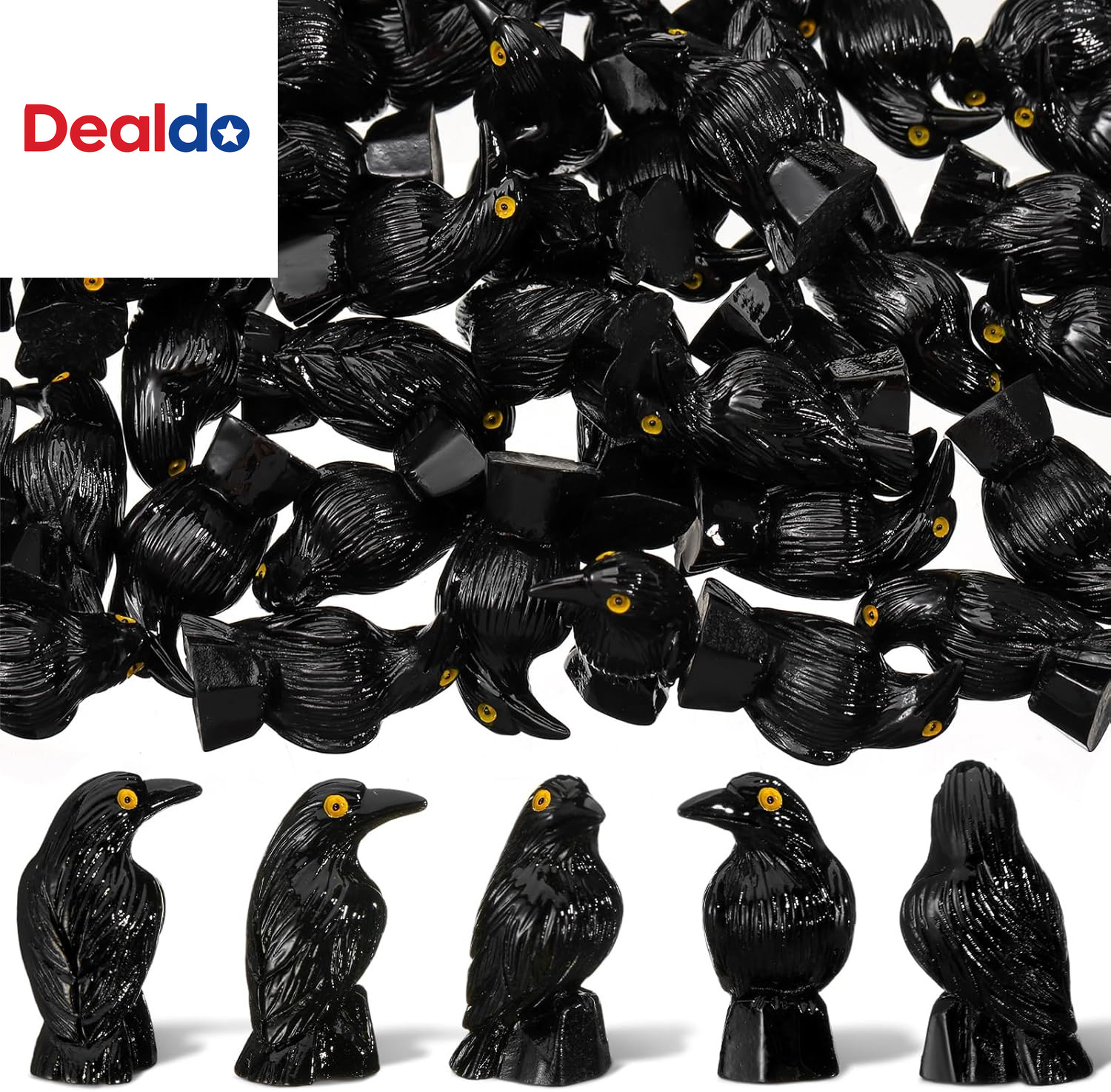 50 Pcs Miniature Crows Decor Mini Resin Crows Figures Black Raven Figurines Tiny 50 Pcs Miniature Crows Decor Mini Resin Crows Figures Black Raven Figurines Tiny