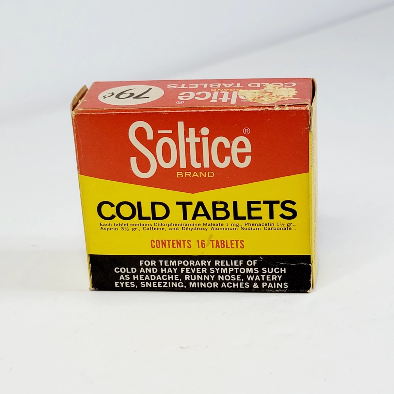 Vintage 1980 SOLTICE Cold Tablets Unused Box Rare M0
