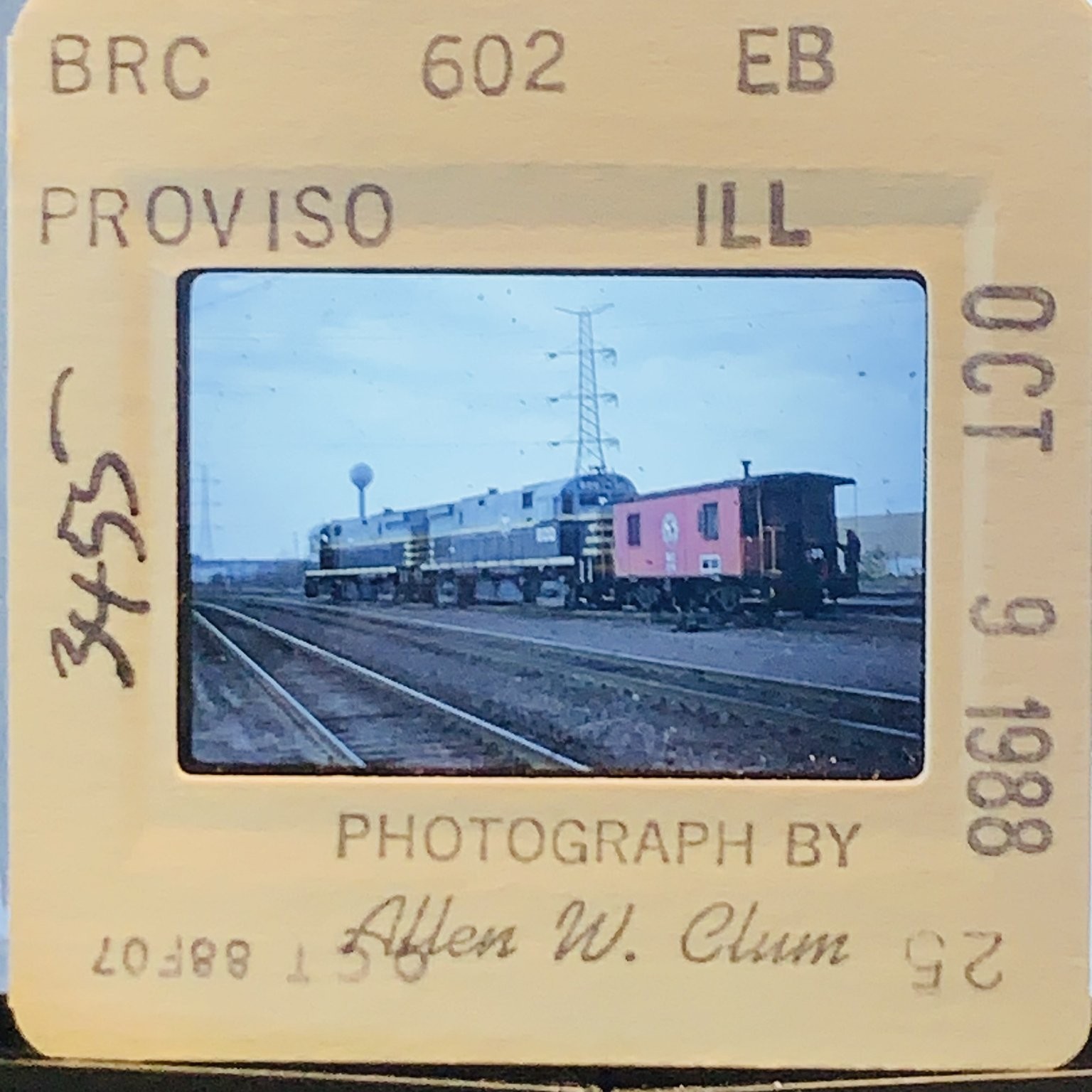 BRC 602 EB Diesel Locomotive Train Caboose PROVISO ILL 1988 35mm Slide Photo
