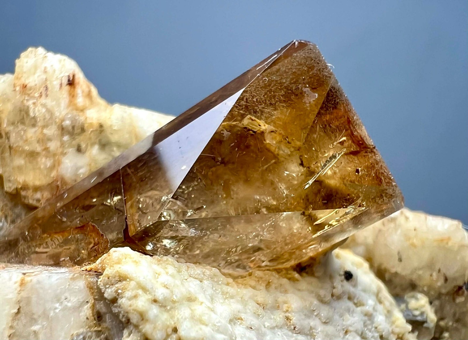235 Gram Amazing Honey Topaz Combined Smoky Quartz Crystals On Feldspar @PAK