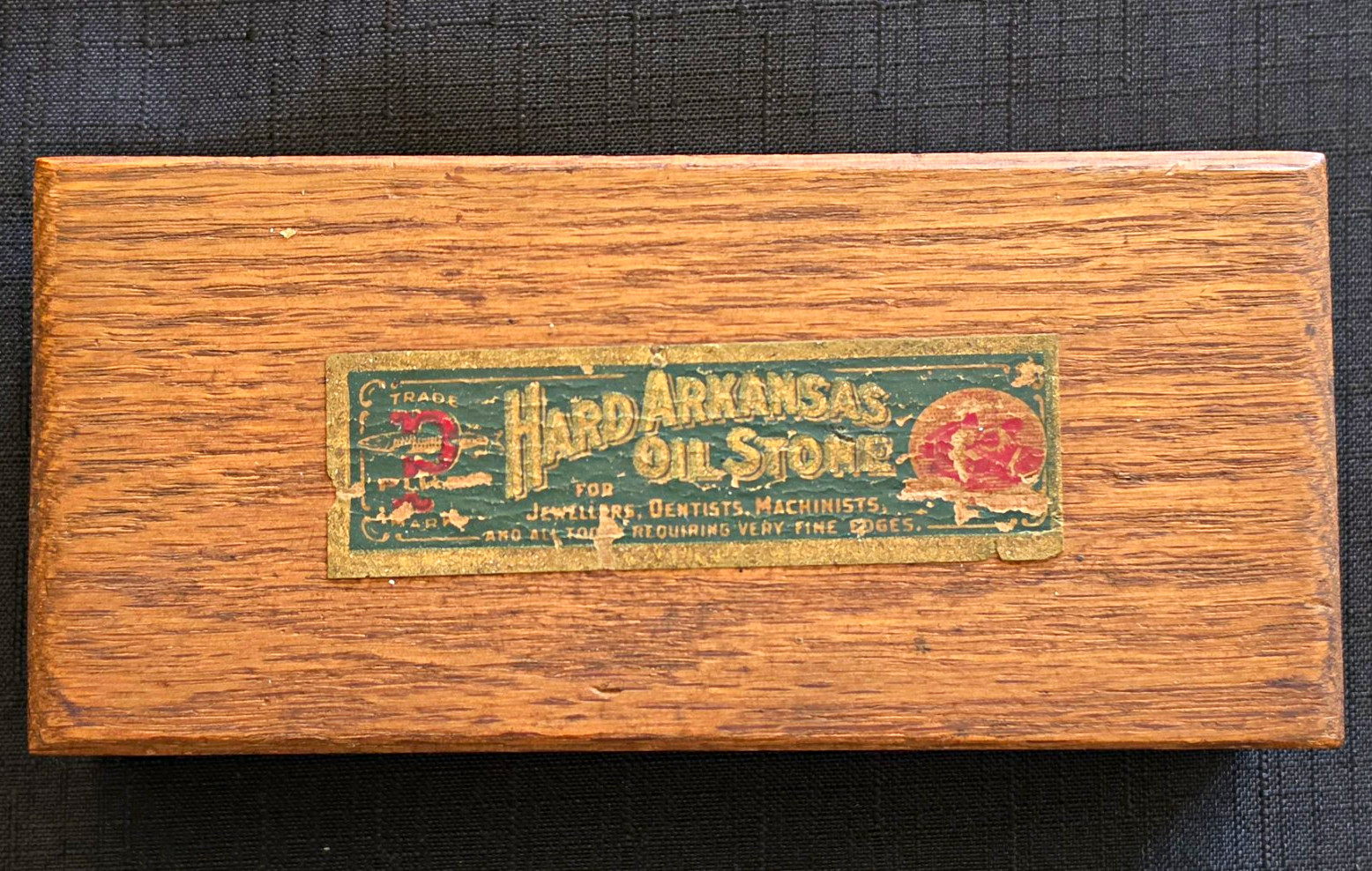 Vintage Pike Hard Arkansas Oilstone Sharpening Whetstone 5x2 Bench Stone Oak Box